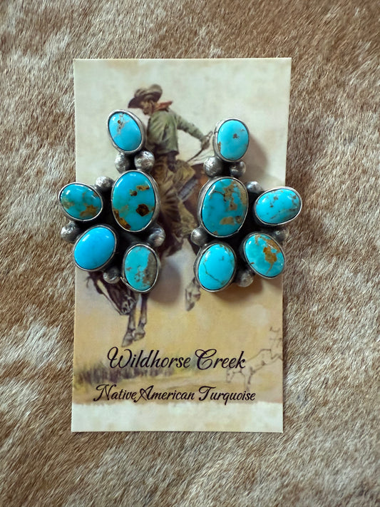 5 Stone Kingman Cluster Earrings