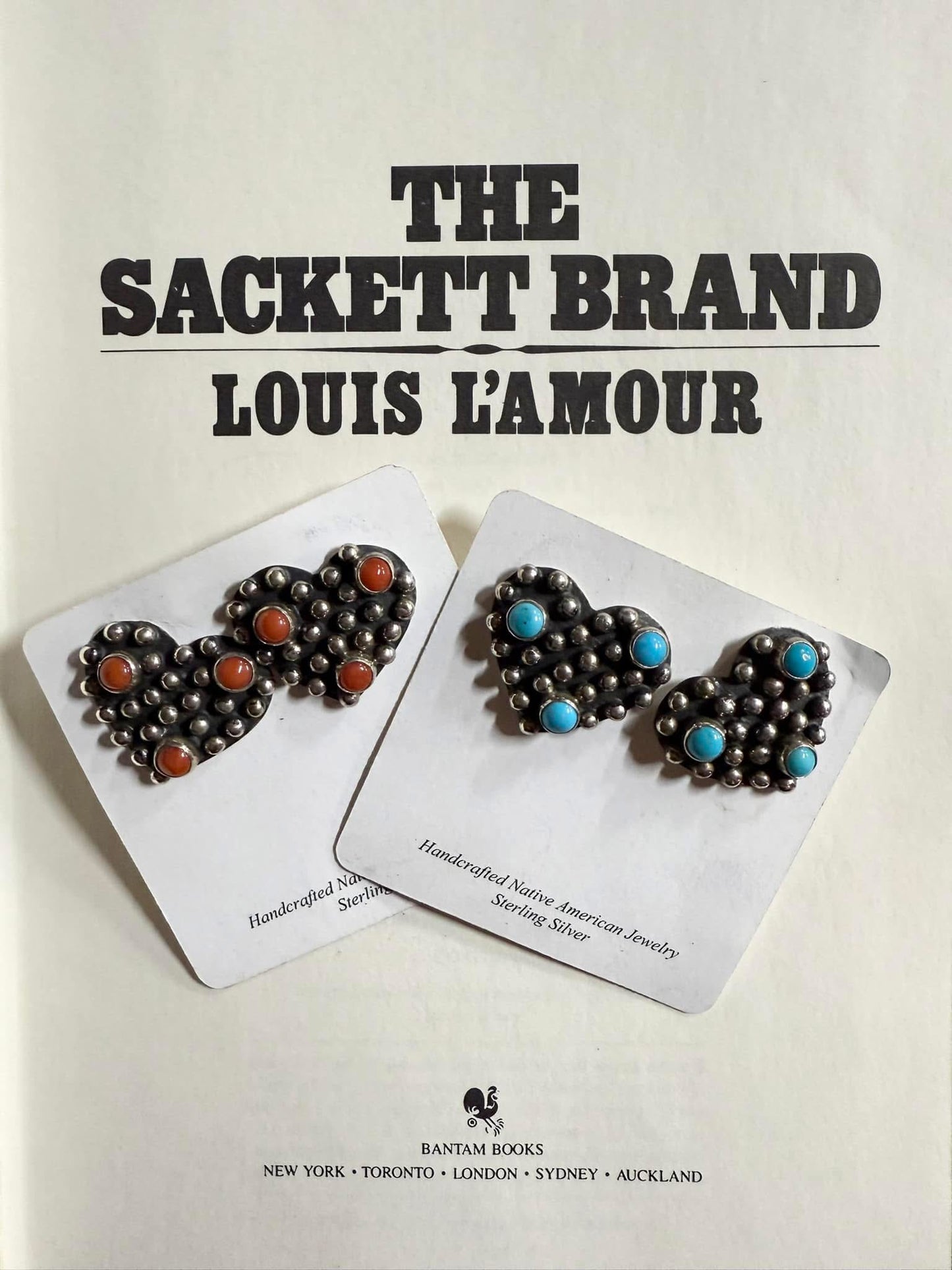 Heart Dot Red Coral Earrings