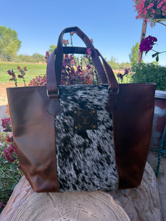 Upcycled LV Cowhide Leather Tote